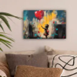 Meisje - Ballon - Hart - Graffiti canvas 2cm klein -sfeer1