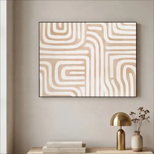 Aardetinten - Labyrintpatroon Textielframe zwart klein -sfeer2