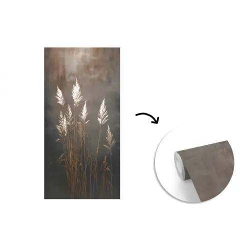 Siergras - Pluimen - Verlichting - Zwart fotobehang vinyl groot -3d