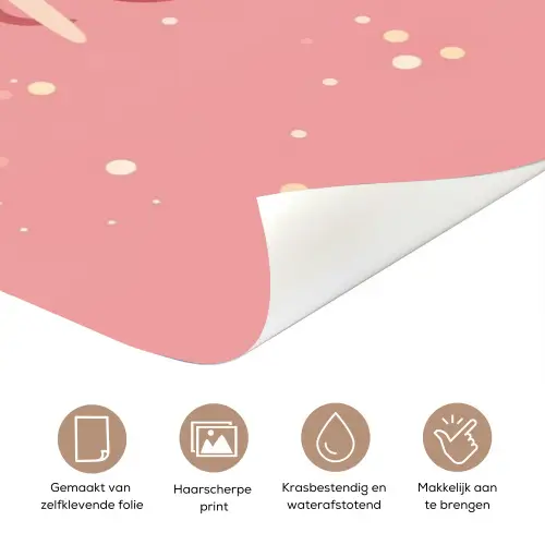 Schattige kwal in roze tinten met de tekst “Deze kamer is van: jouw naam”. deurposter klein -closeup_NL