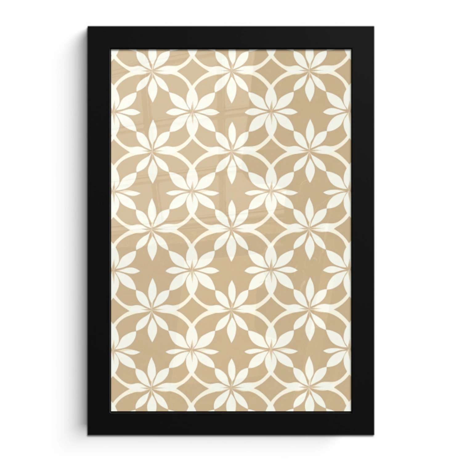 Bloemen - Patroon - Beige fotolijst zwart zonder passe partout klein 224 -3d