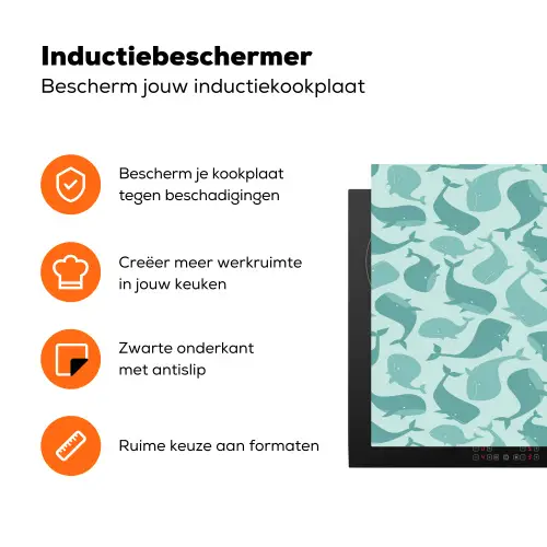 Zee - Dieren - Blauwe vinvis Inductie beschermer vinyl 3mm klein 276 -zzzzzzz-td-ups