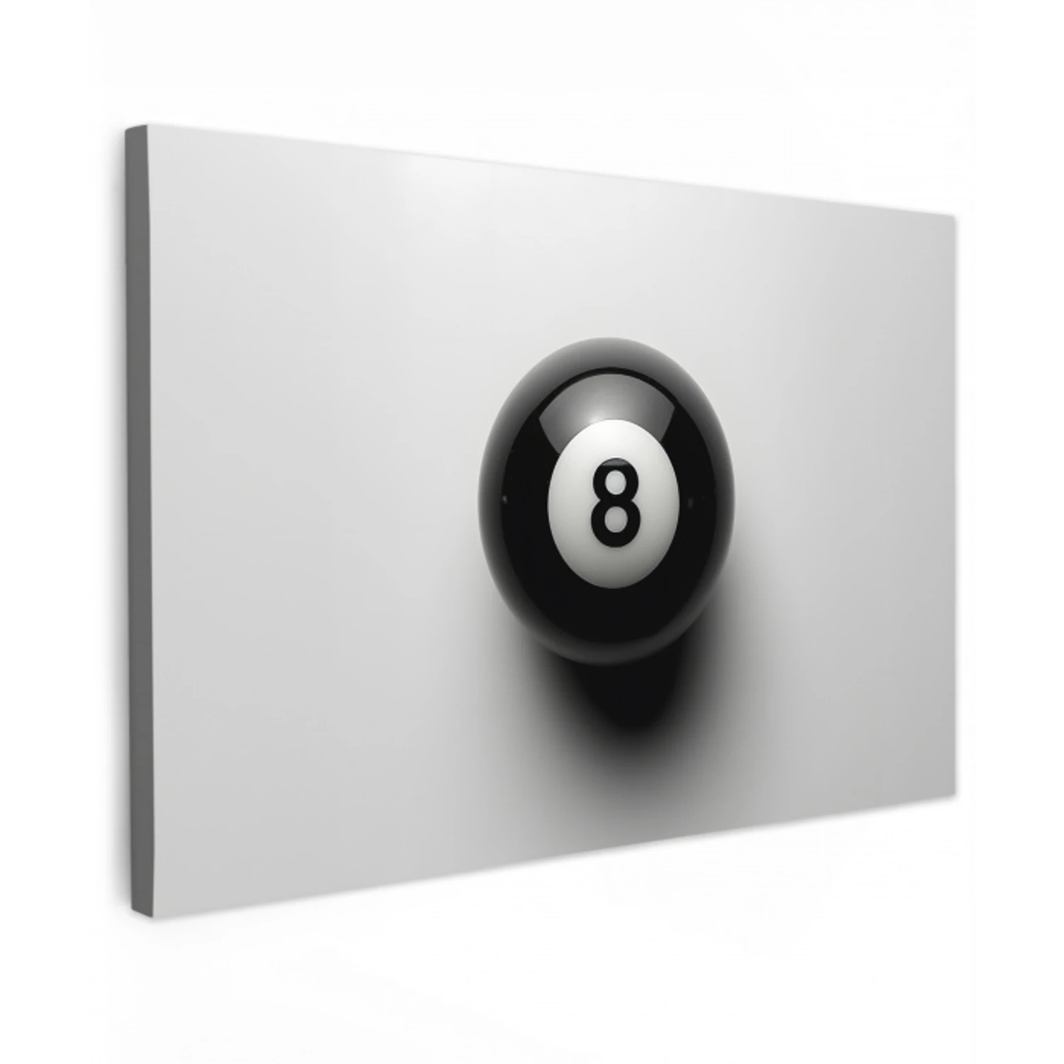 Biljartbal - Getal - Acht - Wit canvas 2cm klein -z3d