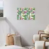 Flamingo - Bloemen - Bladeren - Jungle - Tropical tuinposter los doek klein -sfeer8