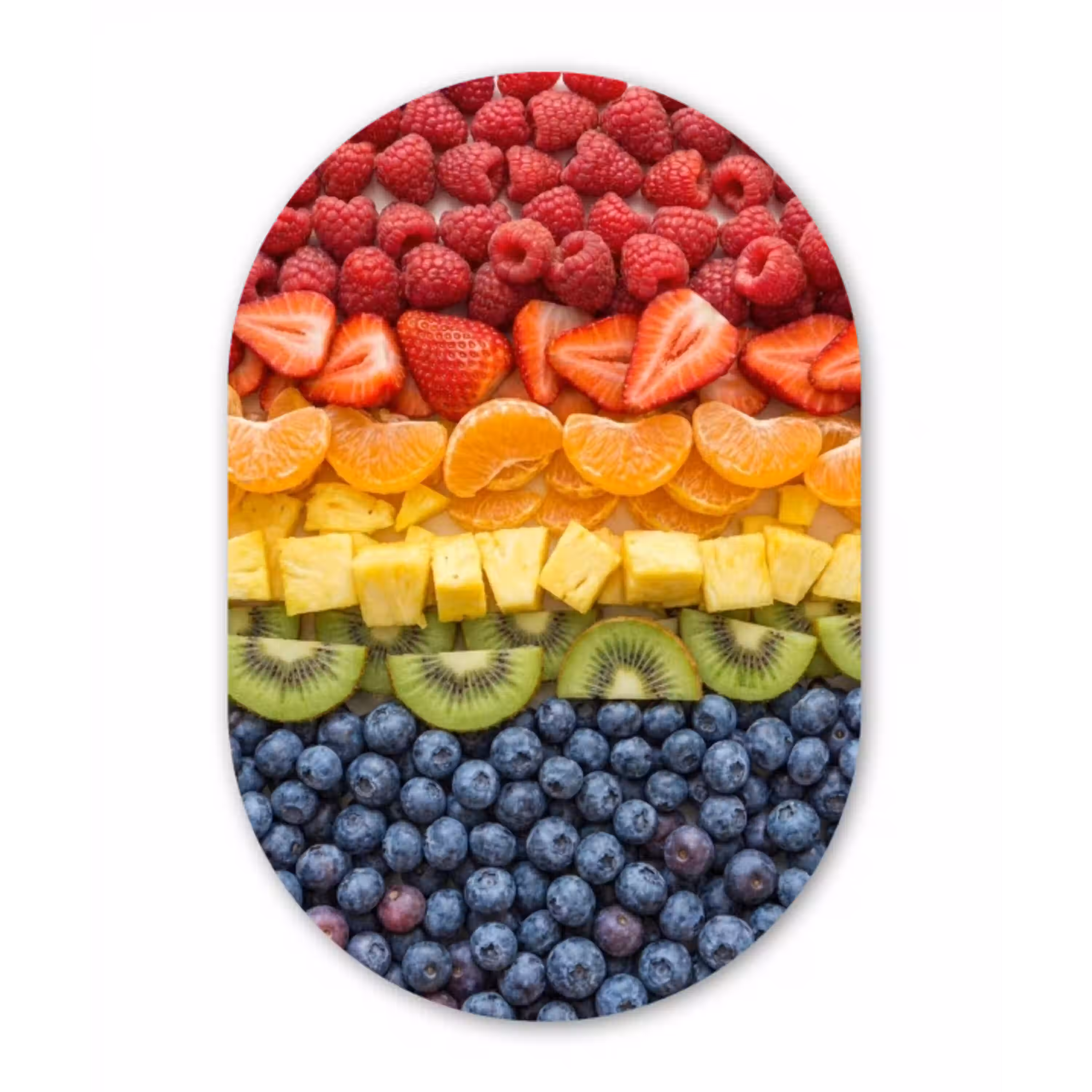 Fruit - Regenboog - Gezond - Kleurrijk Wandcirkel Ovaal Aluminium middel -3d