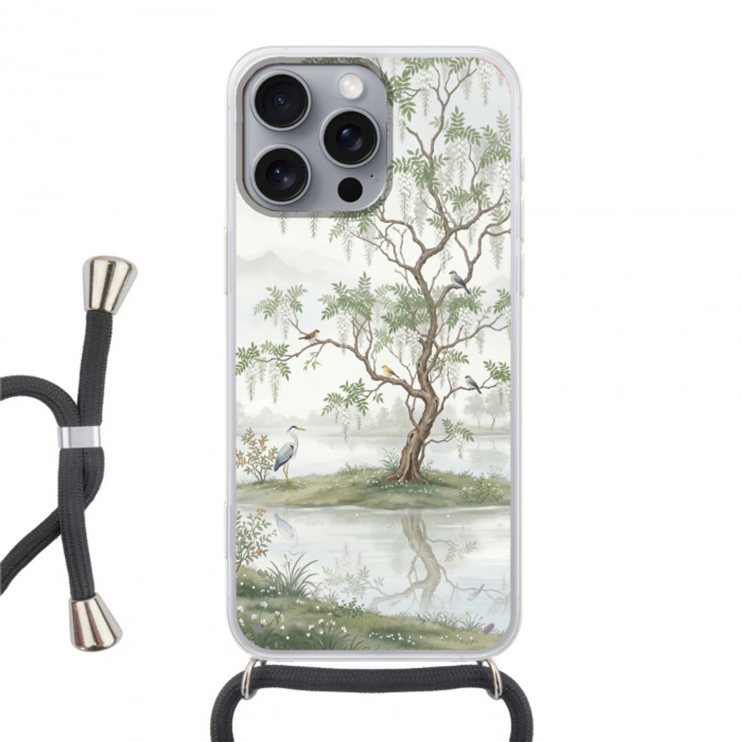 Reiger - Landschap - Groen Hoesje iPhone 16 Pro Max met koord klein -3d