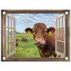 Doorkijk - Koe - Weiland - Landschap - Dieren tuinposter los doek klein -3d