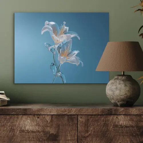 Lelies - Blauw - Glazen PET vilt klein -sfeer2