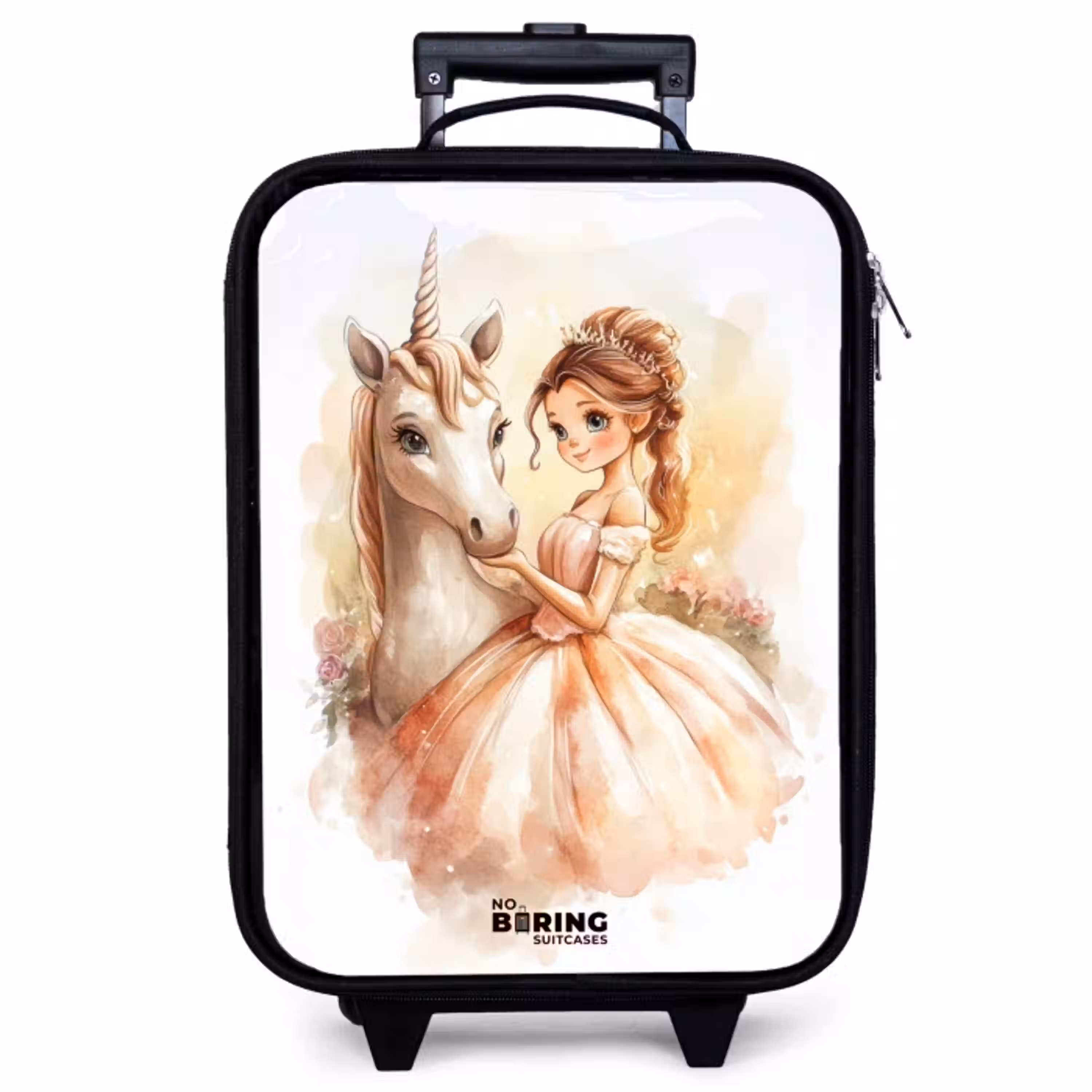 Prinses in jurk met witte eenhoorn Kinderkoffer - Zwart klein -zzz_website3d