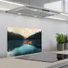 Bossen - Meer - Kano - Oranje keuken achterwand spatscherm klein -3d_schuin