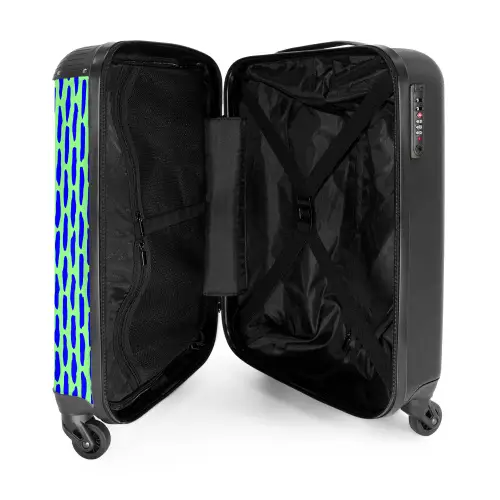 Blauw patroon op mintgroen NBS - Handbagage koffer - Volwassenen Unisex middel -binnenkant
