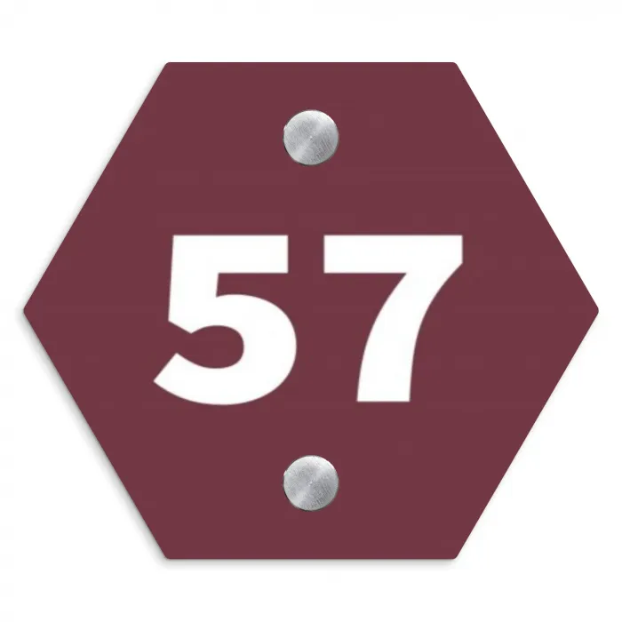 Bordeauxrood - Traditioneel Naambord Hexagon klein -3d