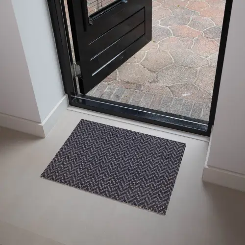 Plaid - Patroon - Visgraad - Blauw Deurmat klein 898 -sfeer5