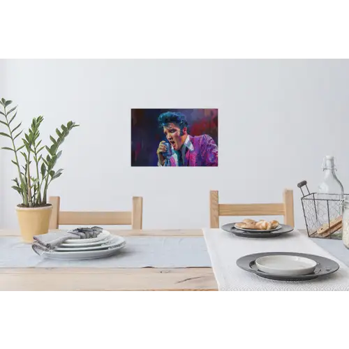Expressief - Microfoon - Paars Muursticker klein -eettafel
