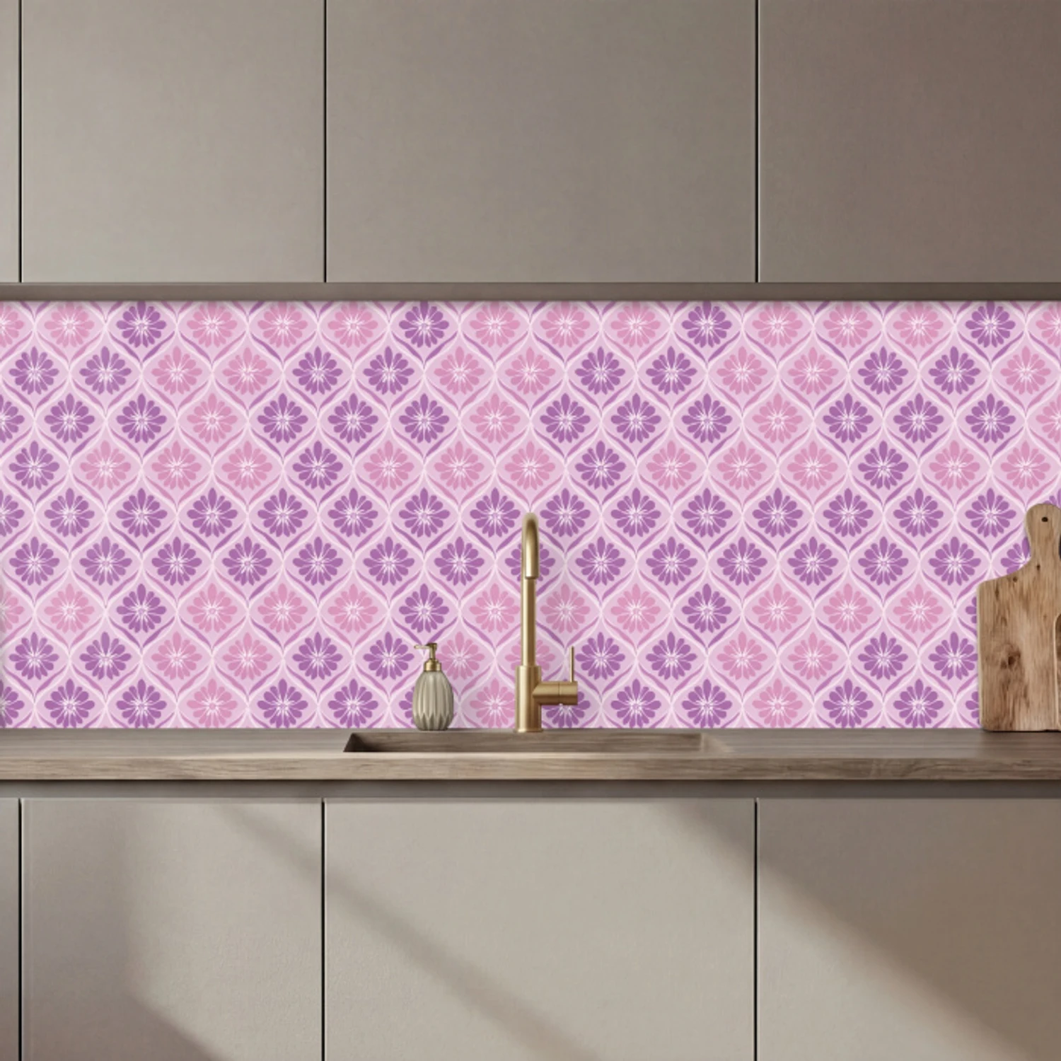 Bloemenruit - Patroon - Paars keuken achterwand 2 middel 871 zz_3dshopping