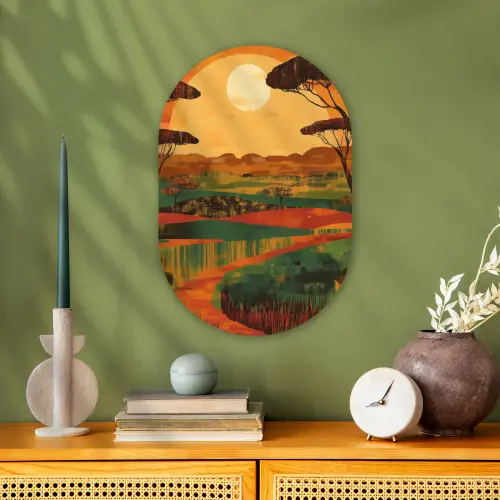 Landschap - Afrikaans - Zon Wandcirkel Ovaal Forex klein -sfeer2