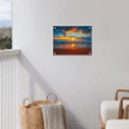 Vurige Zonsopgang aan Zee tuinposter los doek klein -sfeer8