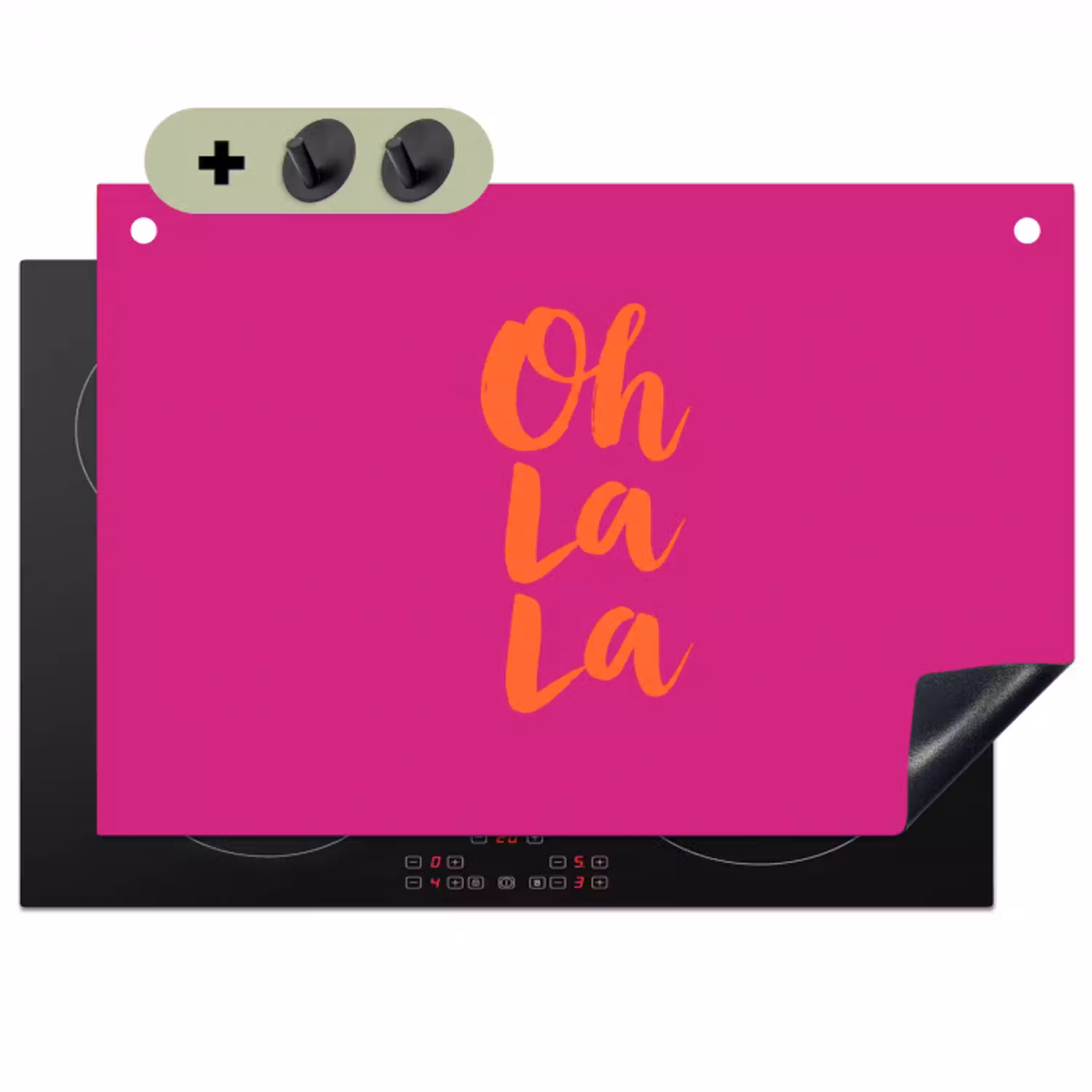 Oh la la - Roze - Oranje - Minimalistisch Inductie beschemer met haakjes klein -3d