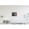 Graffiti - Wolf - Street art - Blauw textielposter latten blank klein -kinderkamer