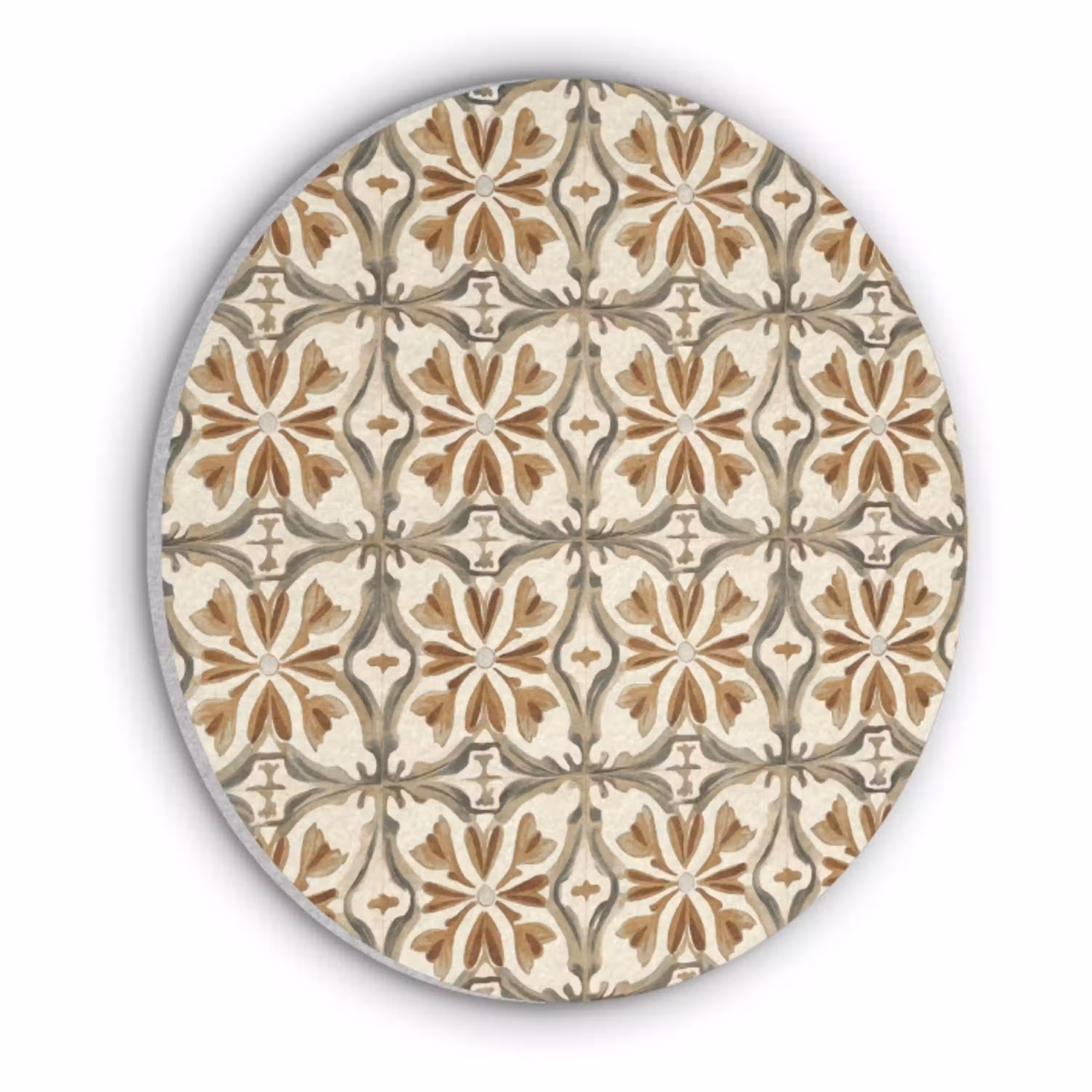 Siertegel - Patroon - Bruin Akoestische PET Vilt - Rond klein 838 -3d