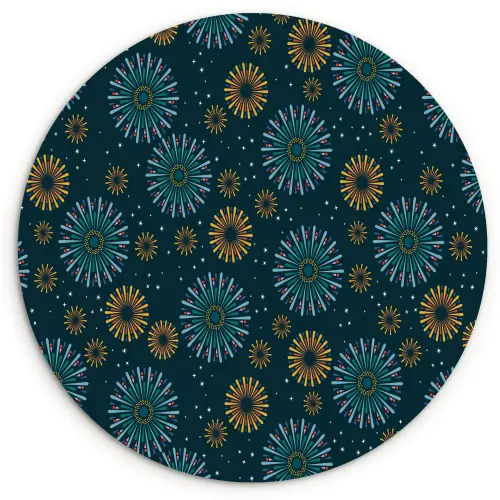 Blauw - Patroon - Retro Wandcirkel kunststof plaat 5mm dik klein 188 -3d