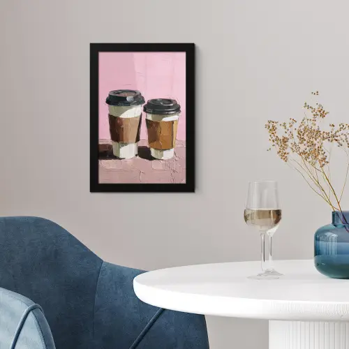 Koffiebekers - Deksel - Verf - Textuur fotolijst zwart zonder passe partout klein -sfeer4