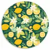 Groen - Bloemen - Citroenpartjes Wandcirkel plexiglas klein 852 -3d