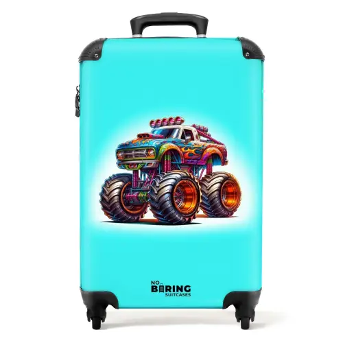 Monstertruck op Lichtblauwe Achtergrond NBS - Handbagage koffer - Unisex middel -productfoto_recht