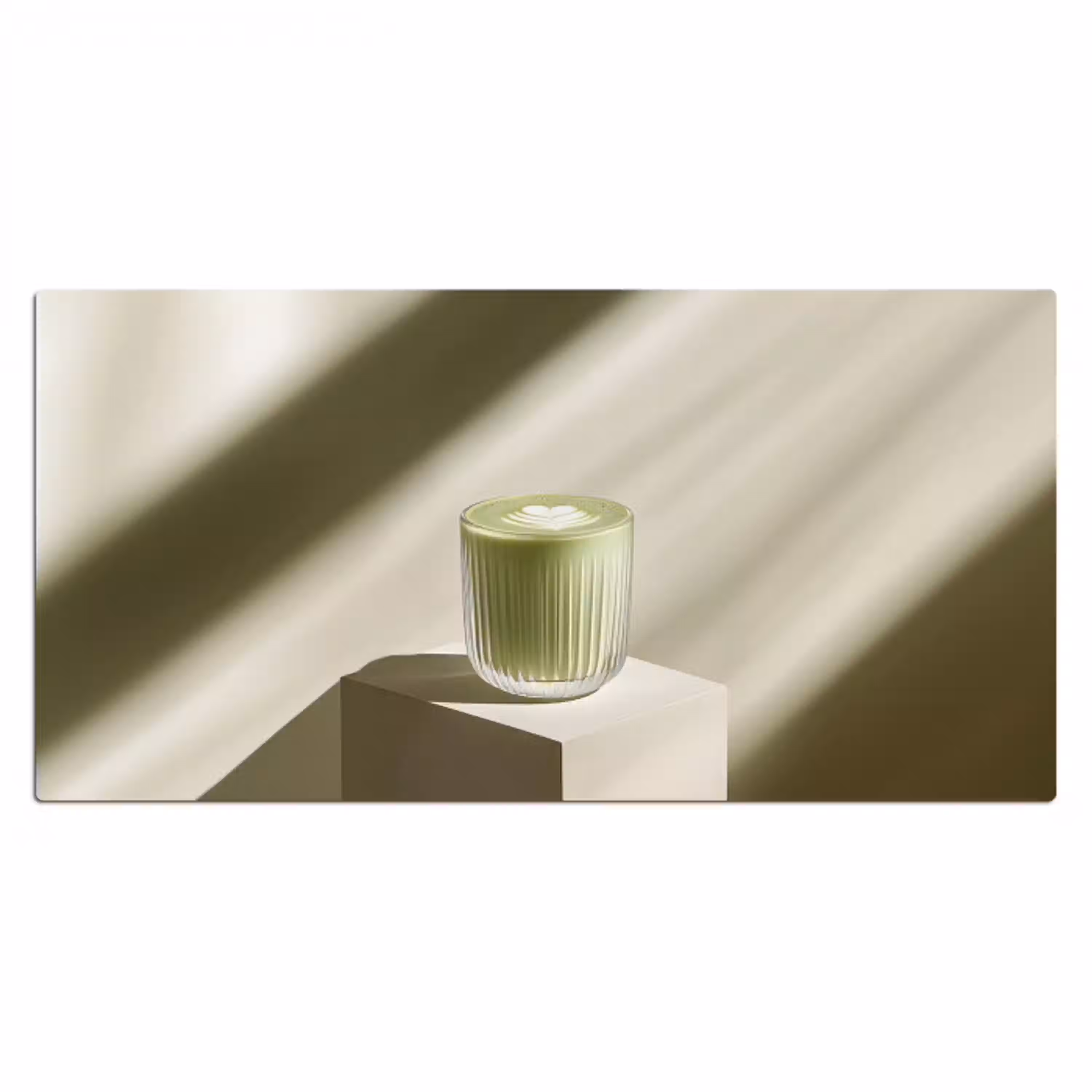 Matcha - Glas - Groen - Minimalistisch Muismat XXL klein -3d_leeg