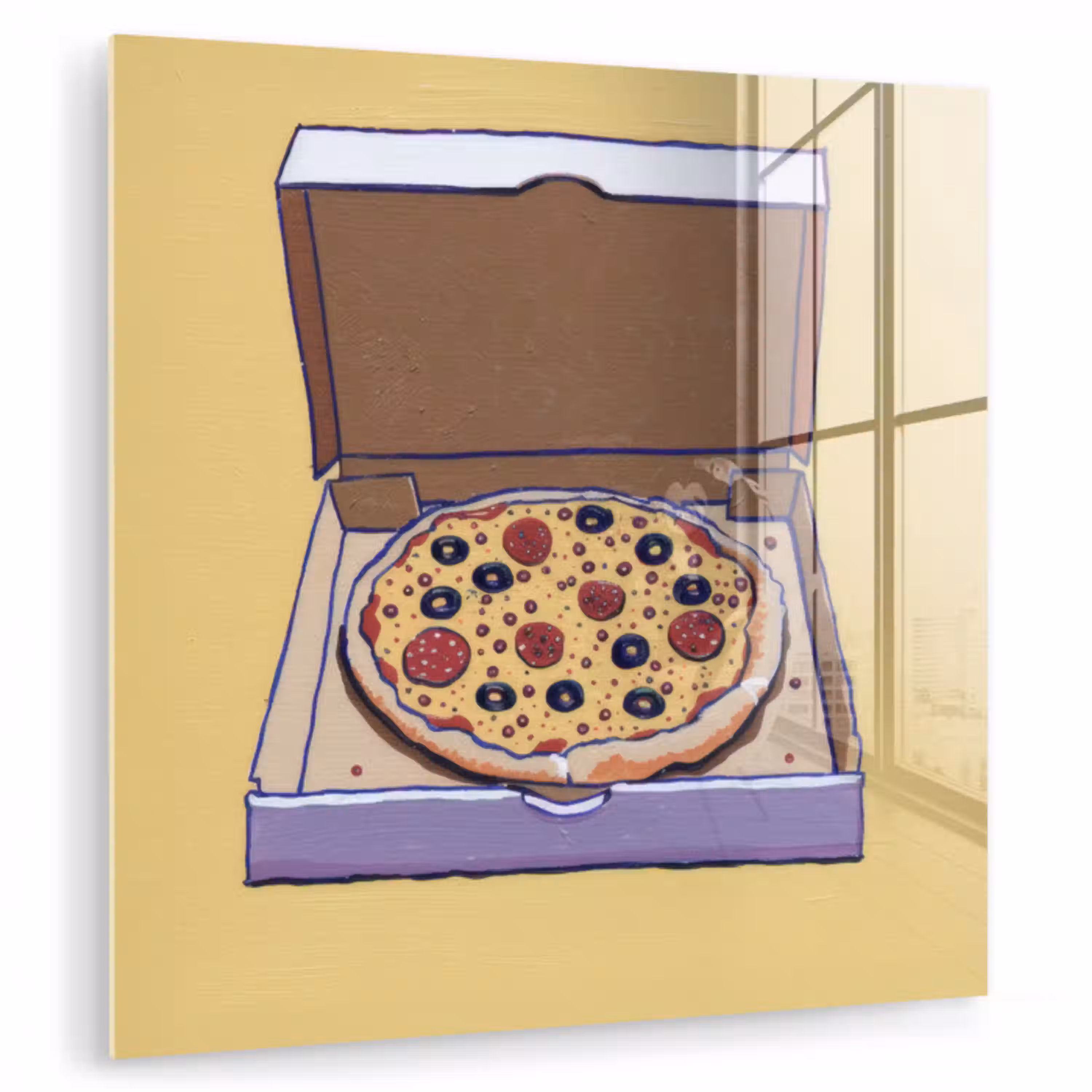 Pizza - Doos - Salami - Illustratie plexiglas 5mm klein -zzzproduct_nieuw
