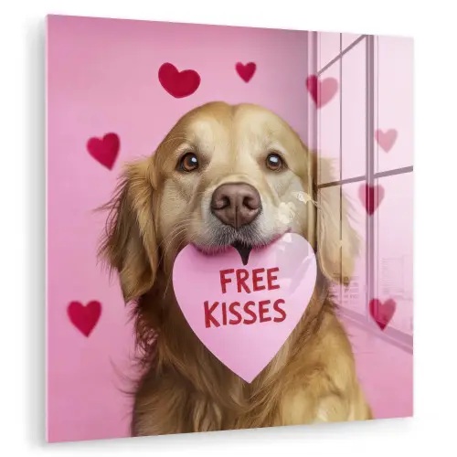 Hond - Kiss- Valentijn - Hartjes plexiglas 5mm klein -zzzproduct_nieuw