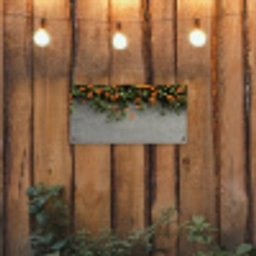 Bloemen - Muur - Oranje tuinposter los doek klein -sfeer1