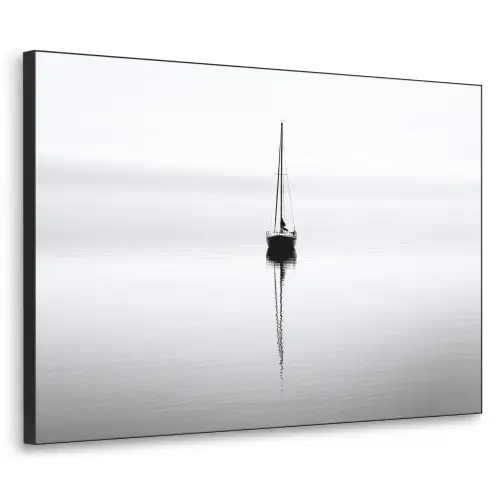 Zeilboot - Zwart - Water - Silhouet Textielframe zwart klein -3d