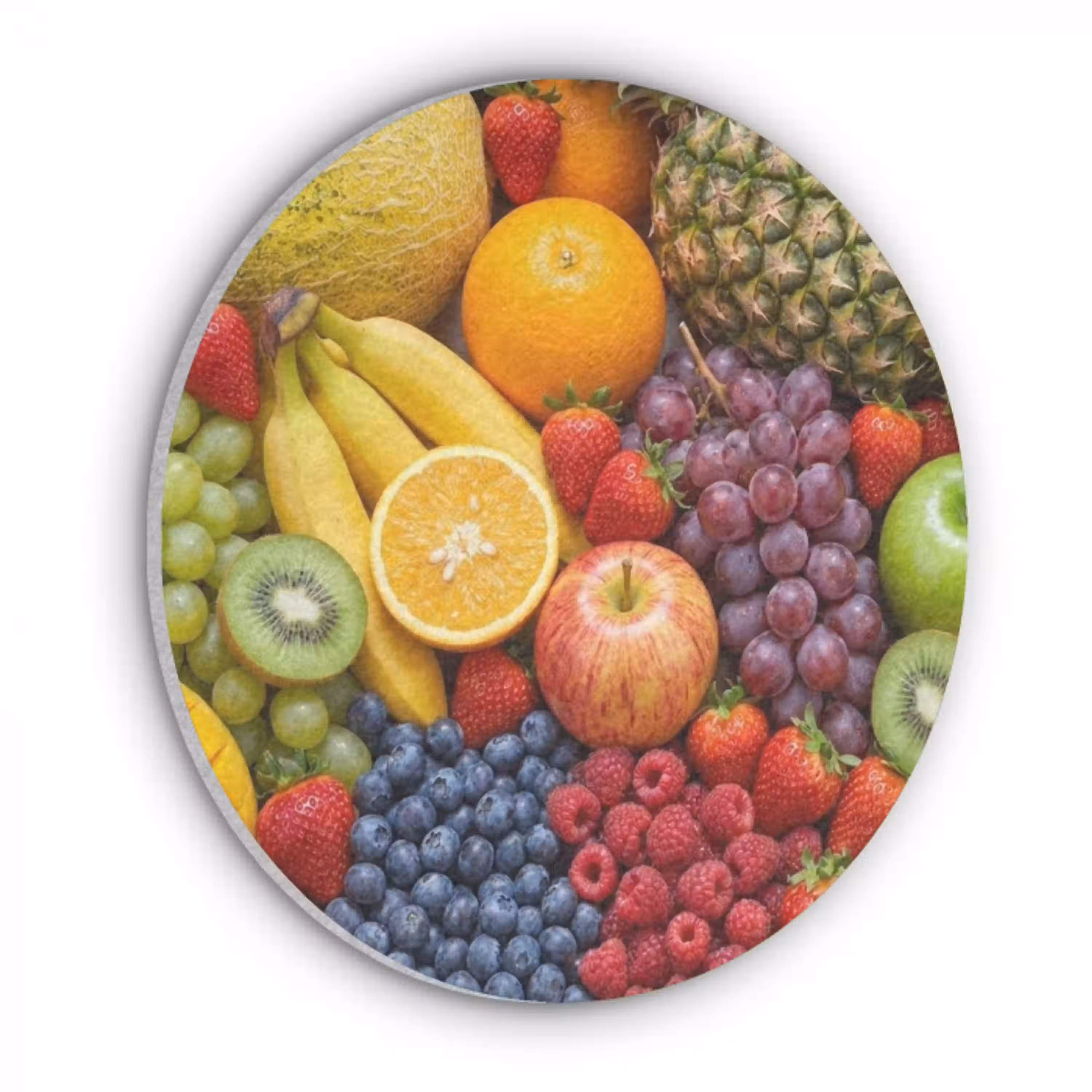 Eten - Fruit - Vers - Kleurrijk - Voeding Akoestische PET Vilt - Rond klein -3d