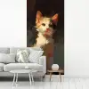 Kat - Geschilderd - Artistiek - Wit fotobehang vinyl groot -woonkamer
