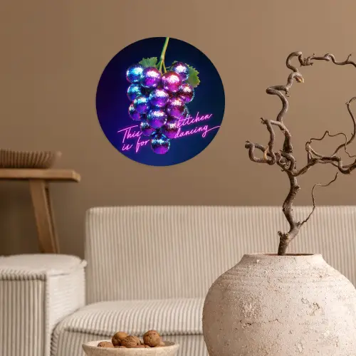 Quote - Neon - Disco - Druiven Wandcirkel behangsticker klein -sfeer1