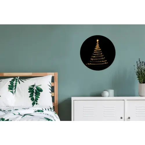 Magisch - Kerstboom - Lichtspiralen - Zwart Wandcirkel aluminium klein -slaapkamer