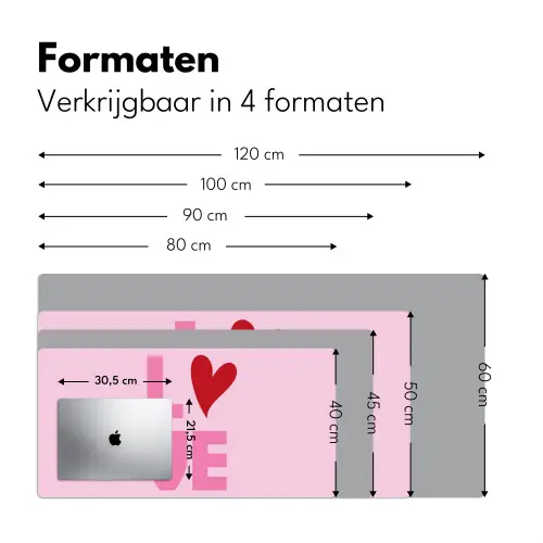 Love - Roze - Hart - Valentijn Muismat XXL klein -sfeer5