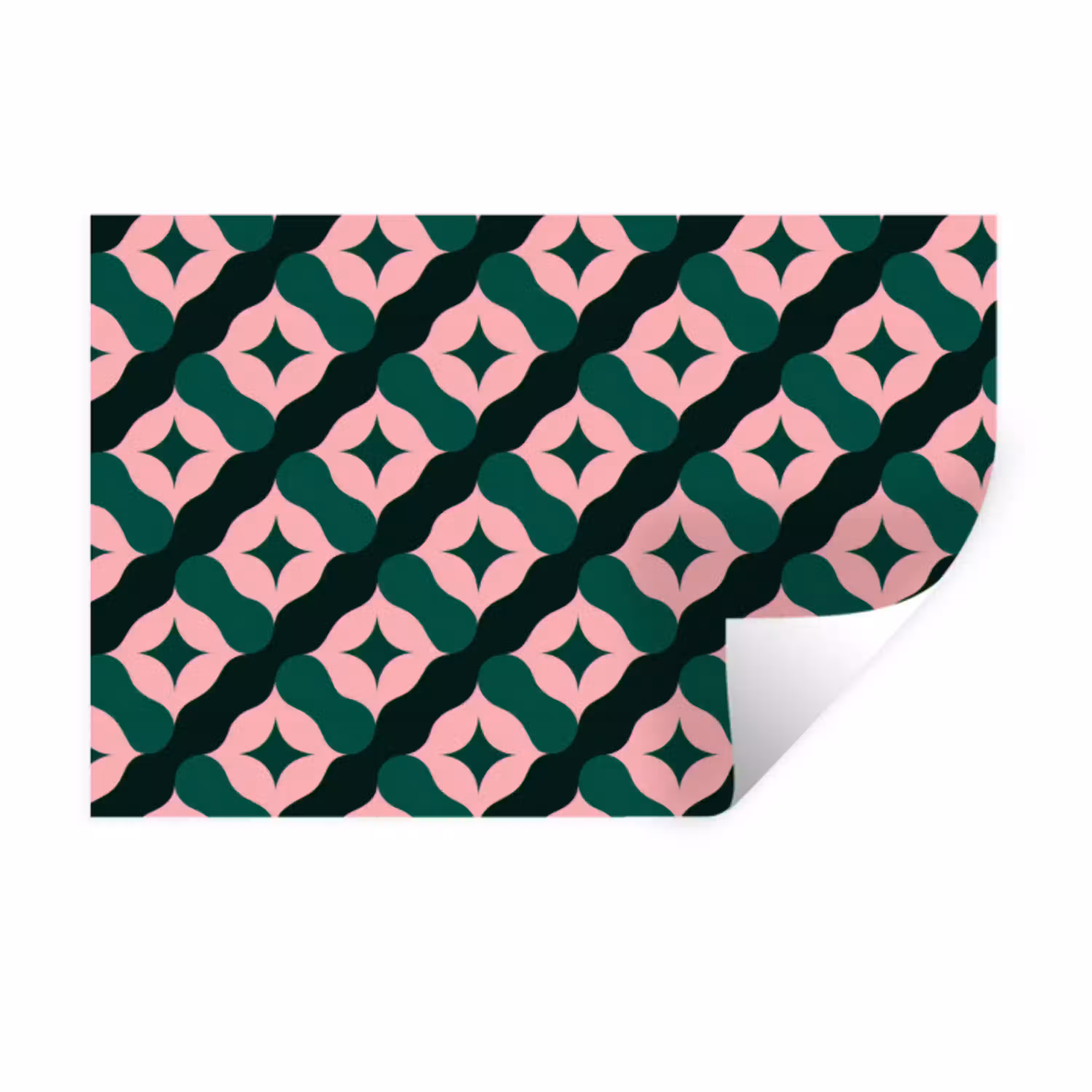 Groen - Roze - Retro - Sterren Muursticker klein 286 -3d