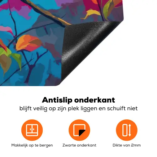 Kameleon - Tak - Gestreept - Bladeren Inductie beschermer vinyl 3mm klein -zzzzzzz-td-onderkant