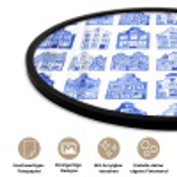 Patroon - Huizen - Blauw Fotolijst rond zonder passe partout klein 856 -closeup_DE