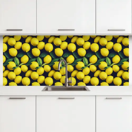 Gele - Citroenen - Druppels - Fruit keuken achterwand 2 middel 871 -3d