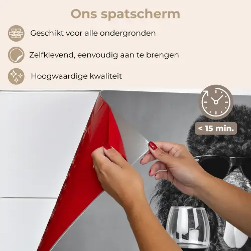 Hond - Krullen - Zonnebril - Wijn keuken achterwand spatscherm klein -spatscherm_NL