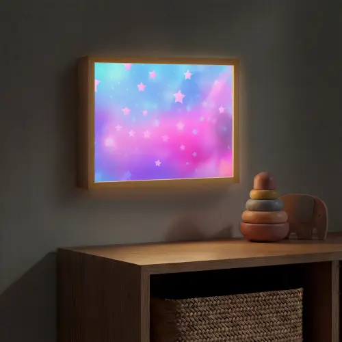 Sterren - Roze - Blauw Light Box met batterij (Wandlamp kind) middel -sfeer5_kind