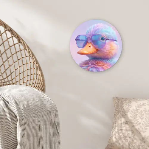 Eend - bril - Pastel Wandcirkel kunststof plaat 5mm dik klein -sfeer5