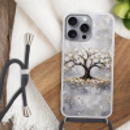 Boom - Bloemen - Natuur - Abstract - Wit Hoesje iPhone 16 Pro Max met koord klein -sfeer4