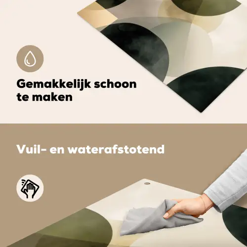 Vlakken - Abstract - Beige - Cirkels Inductie beschemer met haakjes klein -ky-schoon-nl