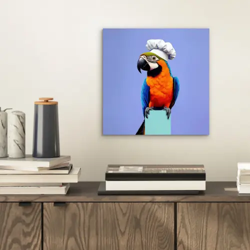Papegaai - Koksmuts - Vogel - Leuk aluminium wit klein -sfeer1