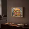 Burger - Eten - Kunst - Grijs - Graffiti Light Box met batterij (Wandlamp) middel -sfeer1