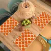 Oranje - Ruitpatroon - Wit Placemat vinyl groot 368 -zzsfeer5_Kitchenyeah-website